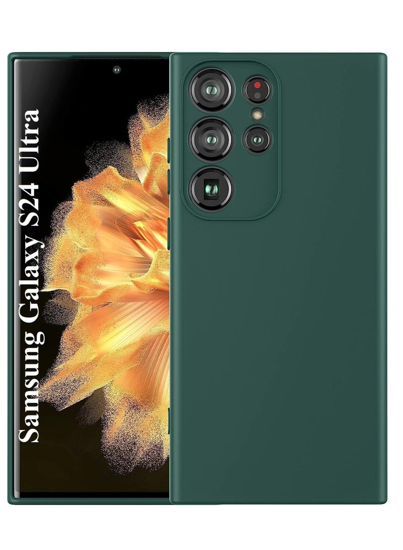 MIGOFAST Samsung Galaxy S24 Ultra Soft Silicone Gelly Rubber Cover Shockproof Matte Finish Back Cover Inner Fabric Lining with Camera Protection Case Green - Image 1