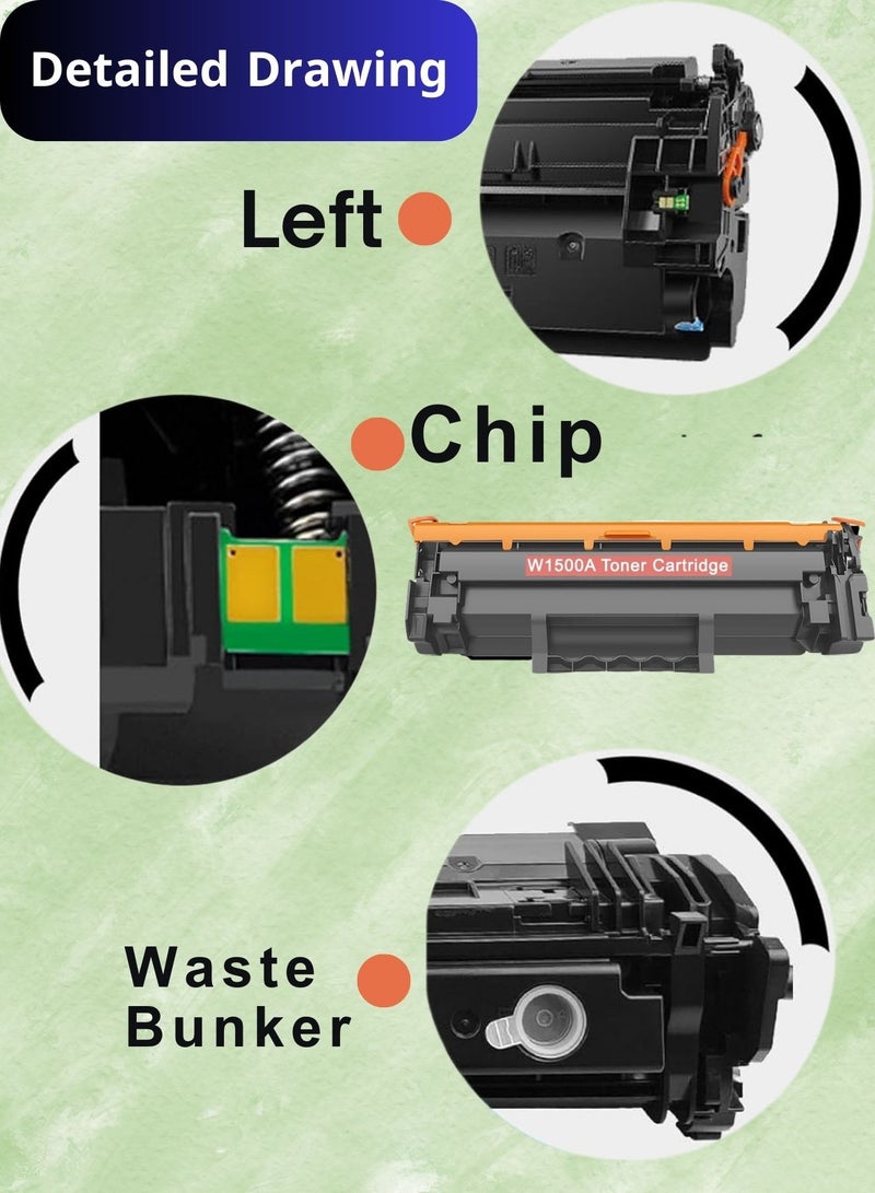 حبتين حبر طابعة W1500A (150A) متوافق مع طابعات اتش بي ليزر جيت M111 / MFP M141 - Image 5