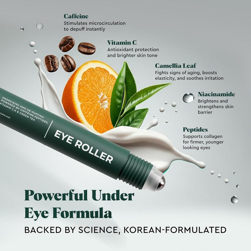 The Wolf Project Under Eye Roller with Caffeine, Vitamin C and Peptides - Energizing Serum for Dark Circles and Puffiness, Fine Lines, Wrinkles - Gel-Based Brightening Cream - Image 4