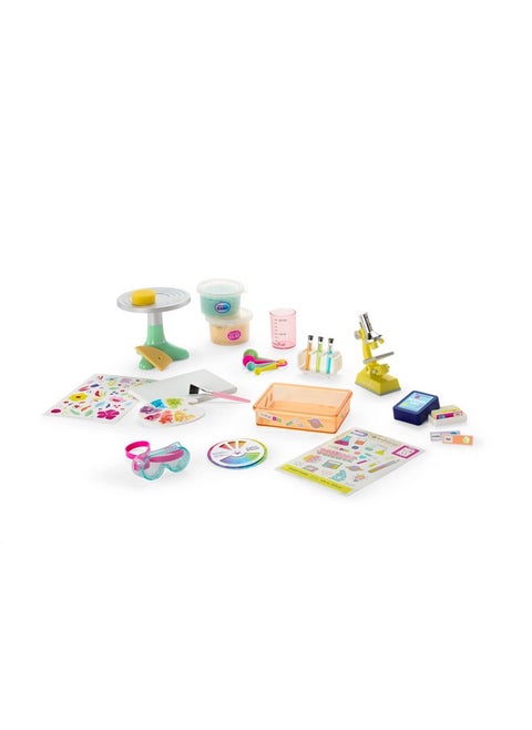 Truly Me Love To Explore Art & Science 12Piece Set For 18Inch Dolls With A Tabletop Pottery Wheel, A Pretend Microscope, A White Art Canvas, A Paintbrush, And A Paint Palette Ages 6+