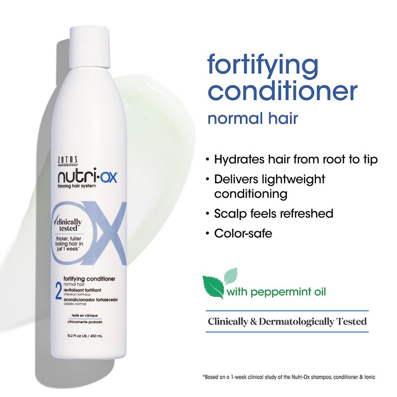 NUTRI-OX Fortifying Conditioner Normal for Thinning Hair | Thicker, Fuller-Looking Hair | Clinically & Dermatologically Tested | Peppermint | Color-Safe | 33.8 Fl Oz - Image 2