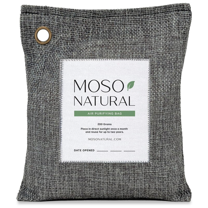 Moso Natural Air Purifying Bag 200g HGTV Editors Pick Premium Bamboo Charcoal Odor Absorber for Home Car Closet Odor Eliminator Car Air Freshener Long Lasting Charcoal Bags Cover 90sqft