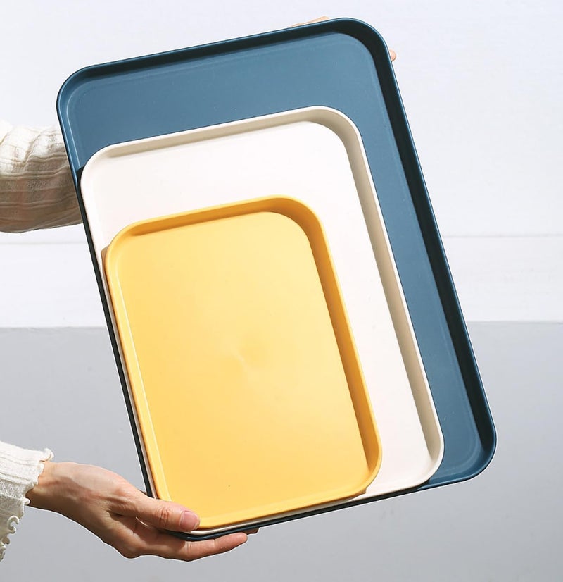 Takositio Takositio Fast Food Serving Tray Wheat Straw Cafeteria Tray Colorful Restaurant Serving Trays Rectangular Serving Platter for Party Home School Restaurant 25 cm Gold Pack of 2 - Image 4
