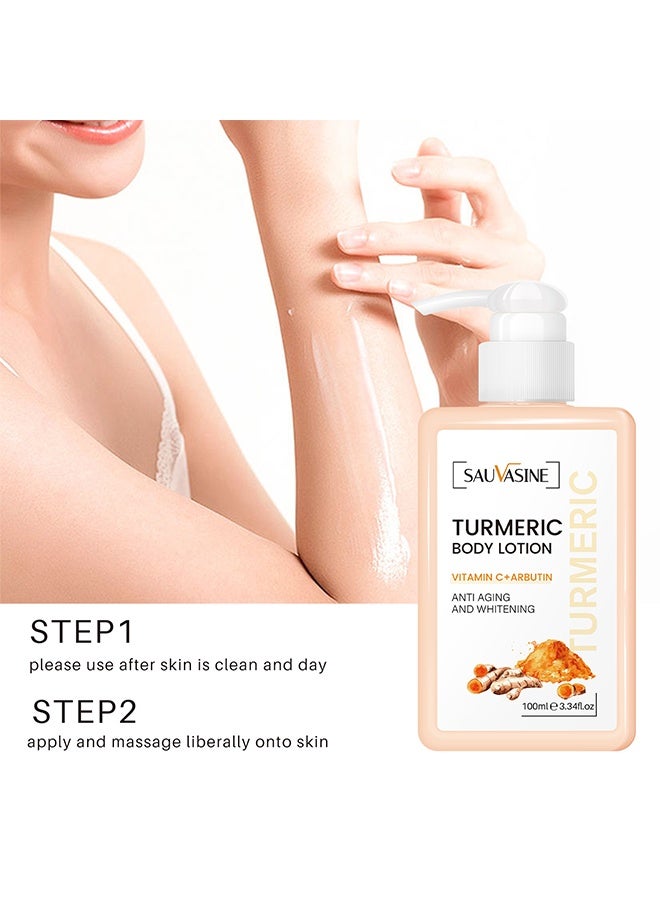 SAUVASINE Turmeric Body Lotion - With Vitamin C+Arbutin for Body ,Face, Hand And Feet, Helps to Firming, Moisturizing and Even Skin Tone, Making Skin Smooth And Soften, Suitable for Rough, Dry Skin 100ml - Image 4