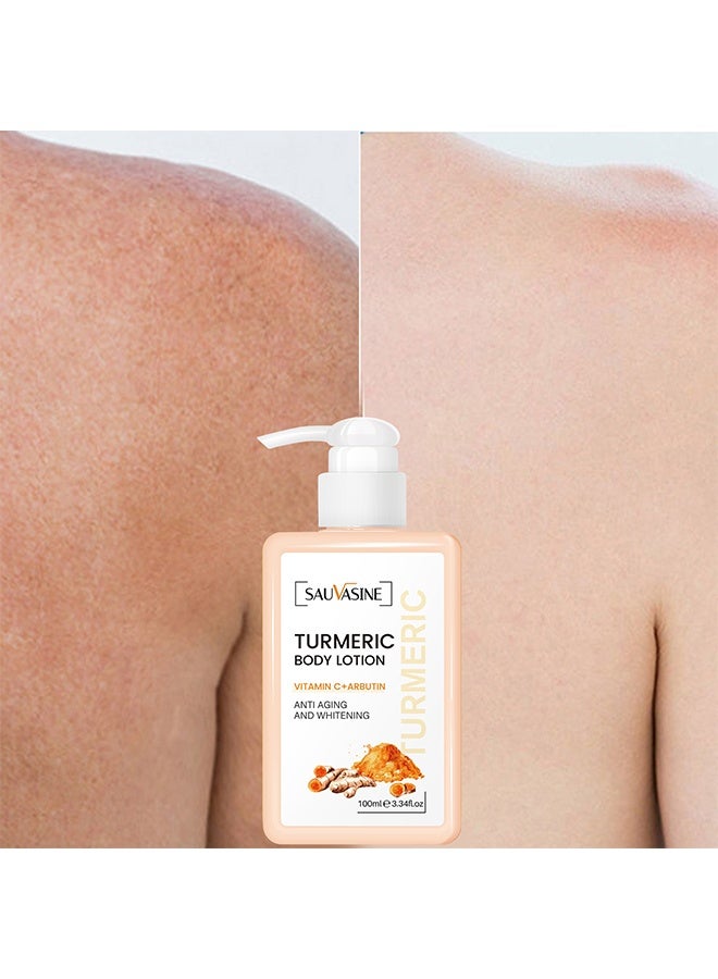 SAUVASINE Turmeric Body Lotion - With Vitamin C+Arbutin for Body ,Face, Hand And Feet, Helps to Firming, Moisturizing and Even Skin Tone, Making Skin Smooth And Soften, Suitable for Rough, Dry Skin 100ml - Image 3