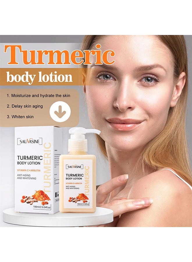 SAUVASINE Turmeric Body Lotion - With Vitamin C+Arbutin for Body ,Face, Hand And Feet, Helps to Firming, Moisturizing and Even Skin Tone, Making Skin Smooth And Soften, Suitable for Rough, Dry Skin 100ml - Image 5
