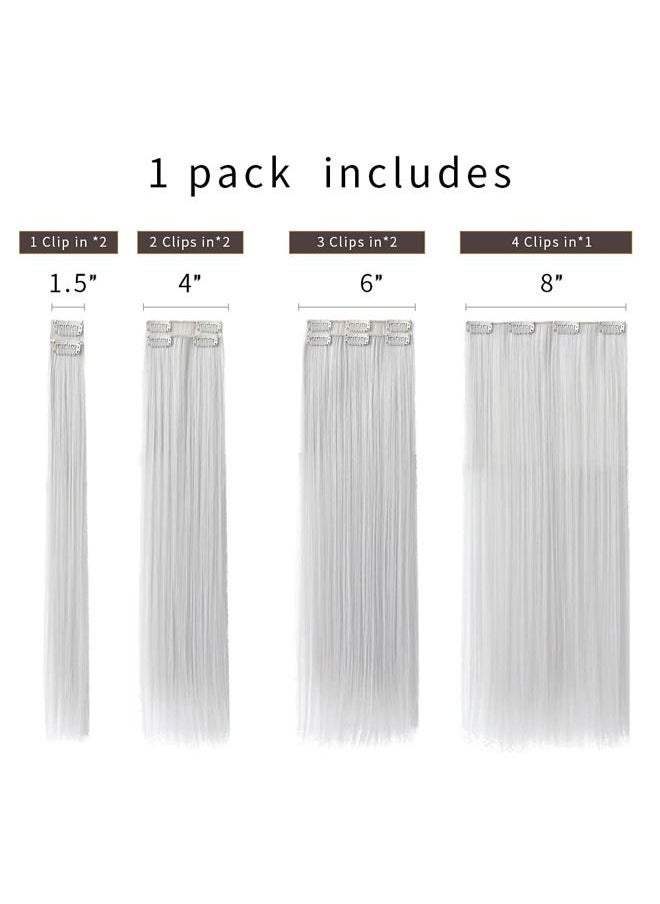 SYXLCYGG - Silver White Hair Extensions Clip In Hair Extension Light Grey 22" Straight 5 Oz Hair Piece Womens Synthetic Fluffy¬ Tangled Cheap - Image 1