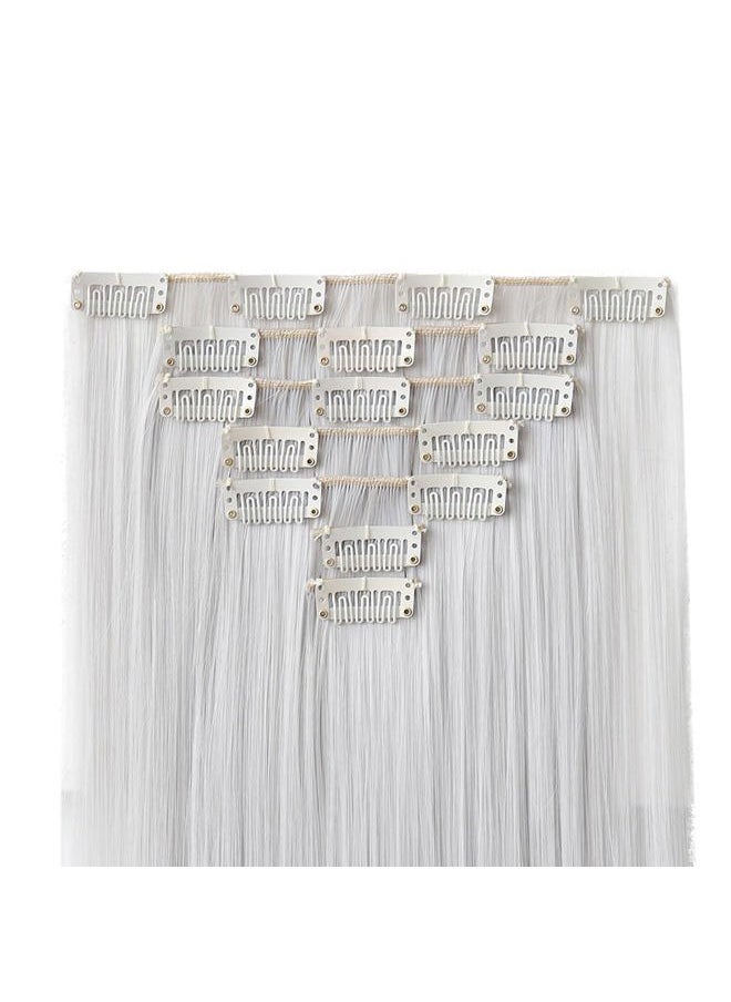 SYXLCYGG - Silver White Hair Extensions Clip In Hair Extension Light Grey 22" Straight 5 Oz Hair Piece Womens Synthetic Fluffy¬ Tangled Cheap - Image 1