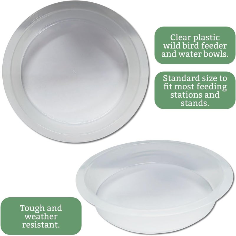 Essential Arts EAP Replacement Wild Bird Seed Feeder Bowl or Water Dish | Clear Plastic | Standard Size to Fit Most Feeding Station Stands (Single Bowl) - Image 3