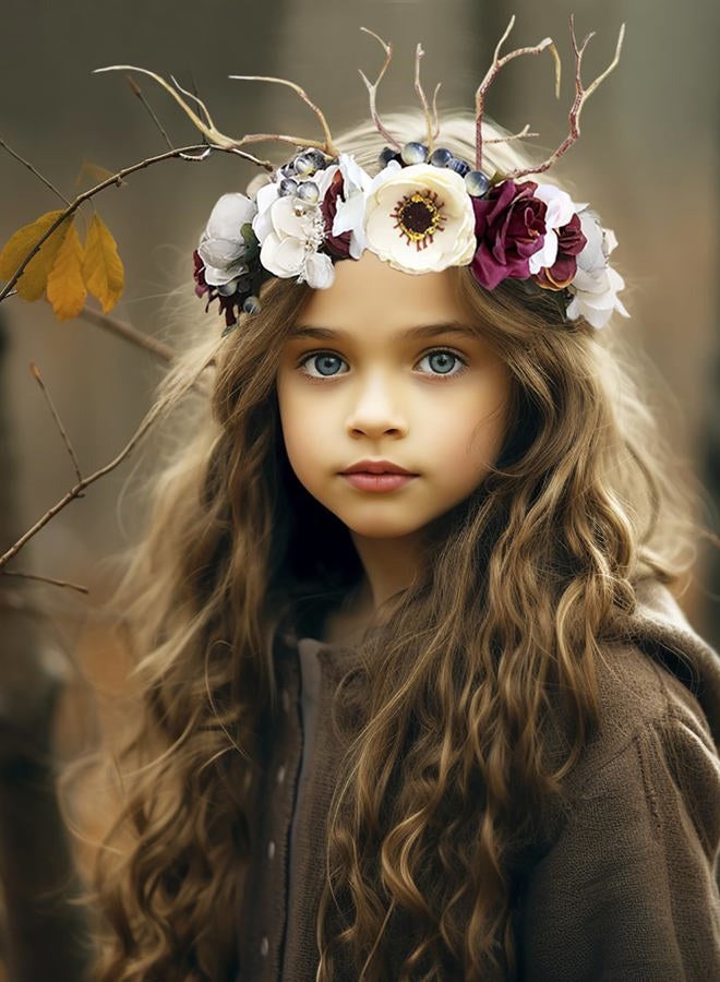 LLinfflr Deer Flower Crown Bridal Floral Headband Hair Wreath Flower Headpiece Halo Boho Party Prom Wedding Photos - Image 3