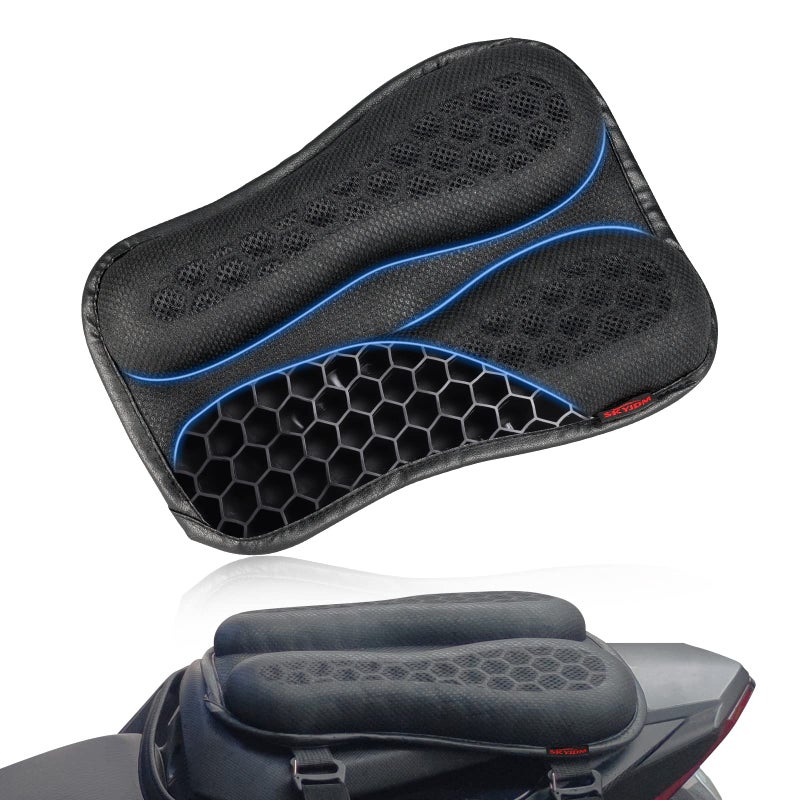 SKYJDM Foldable Passenger Motorcycle Gel Rear Seat Cushion 3DHoneycomb Structure Shock Absorption  Breathable Motorcycle Gel Seat Rear Pad for Long Rides S