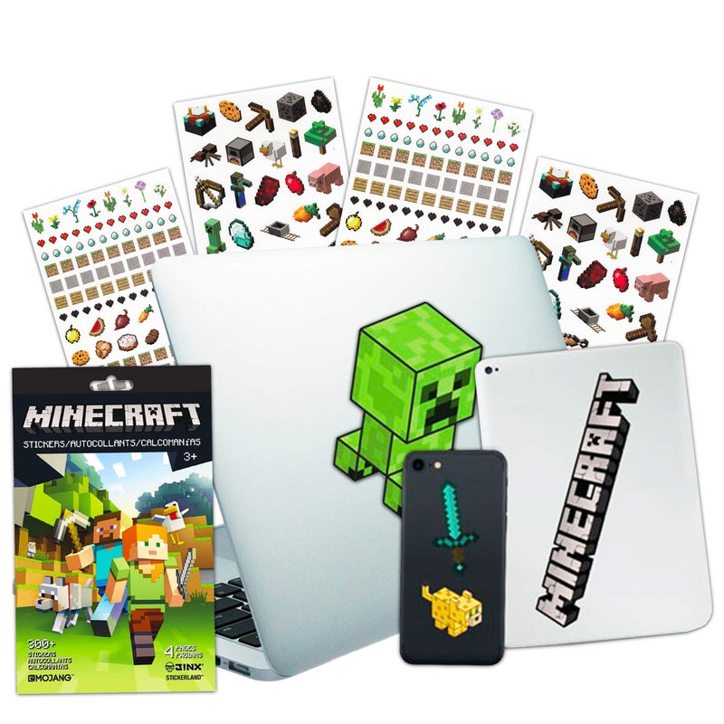 MINECRAFT مجموعة ملصقات لابتوب ماينكرافت النهائية تتضمن 10 ملصقات ماينكرافت مميزة لتزيين الغرفة والسيارة وماك بوك والهاتف و300 ملصق ماينكرافت - Image 2