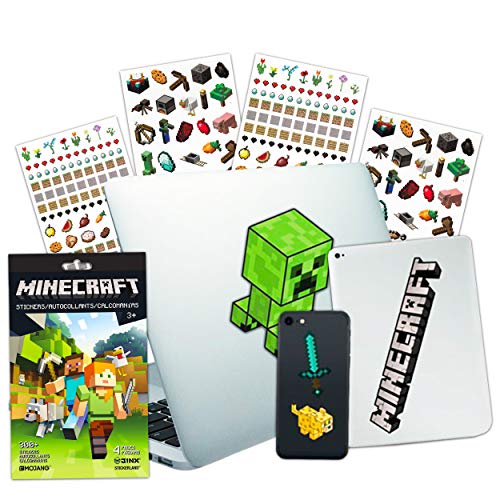 MINECRAFT مجموعة ملصقات لابتوب ماينكرافت النهائية تتضمن 10 ملصقات ماينكرافت مميزة لتزيين الغرفة والسيارة وماك بوك والهاتف و300 ملصق ماينكرافت - Image 1