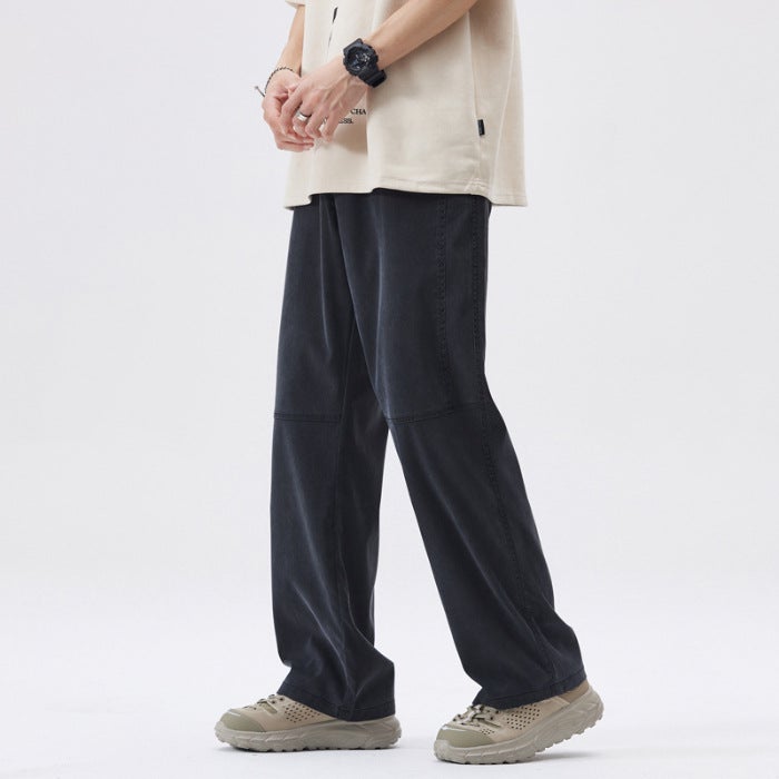 Generic OTB 2023 Lyocell Tencel Jeans Mens Thin Loose Wide-leg Pants Ice Silk Casual Floor-length Pants Mens Wear CAMEL - Image 2