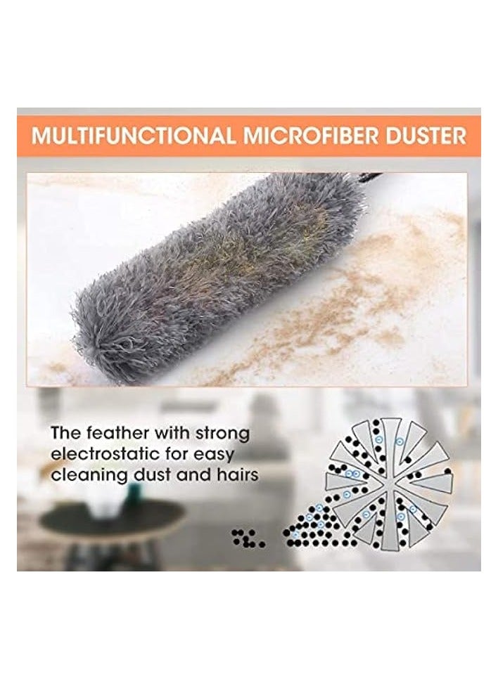erorex Feather Duster, Improved Long Pole Duster (30 to100 inches), Microfiber Bendable Head & Scratch-Resistant Hat for Clean home, Ceiling Fan, High Ceiling, Blinds, Furniture & Car - Image 4