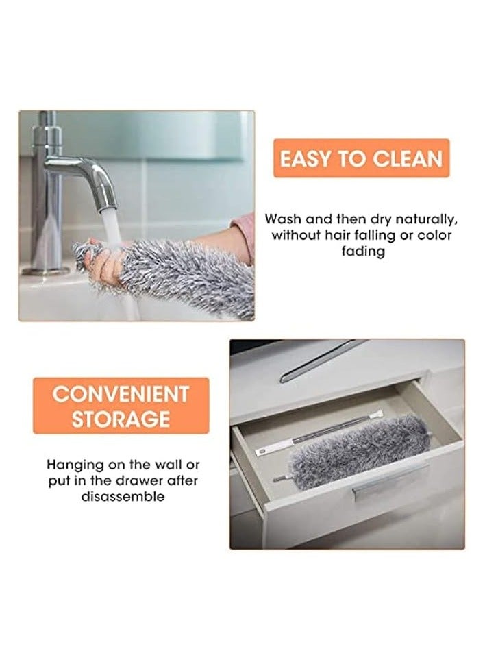 erorex Feather Duster, Improved Long Pole Duster (30 to100 inches), Microfiber Bendable Head & Scratch-Resistant Hat for Clean home, Ceiling Fan, High Ceiling, Blinds, Furniture & Car - Image 2