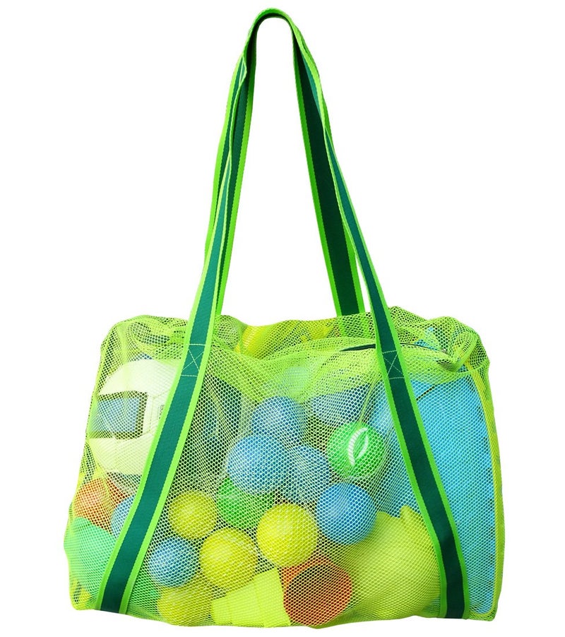 Leberna Large Beach Bag with Zipper Lightweight - Beach Toy Bag Mesh Bag for Swimming Pool Sand Toys Green - Image 2
