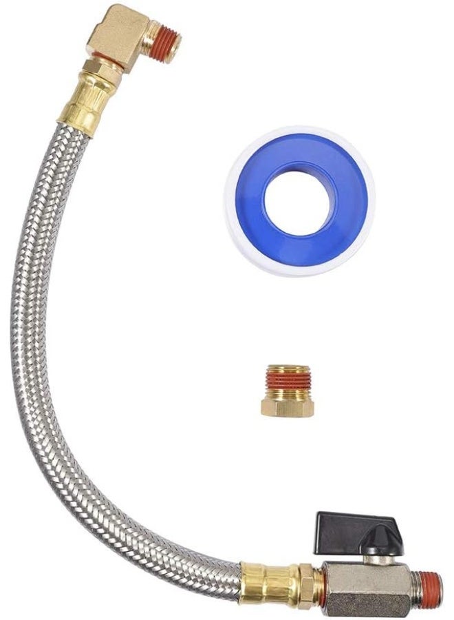 Kbrotech Extended Tank Drain Valve Assembly Kit Flexible Braided Steel Tube 10 inch 1/4 Inch NPT Pipe Fitting for Air Compressor - Image 1