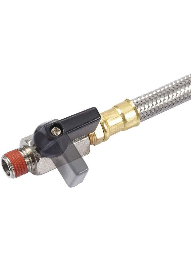 Kbrotech Extended Tank Drain Valve Assembly Kit Flexible Braided Steel Tube 10 inch 1/4 Inch NPT Pipe Fitting for Air Compressor - Image 3