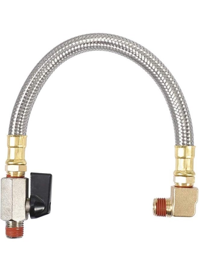 Kbrotech Extended Tank Drain Valve Assembly Kit Flexible Braided Steel Tube 10 inch 1/4 Inch NPT Pipe Fitting for Air Compressor - Image 2