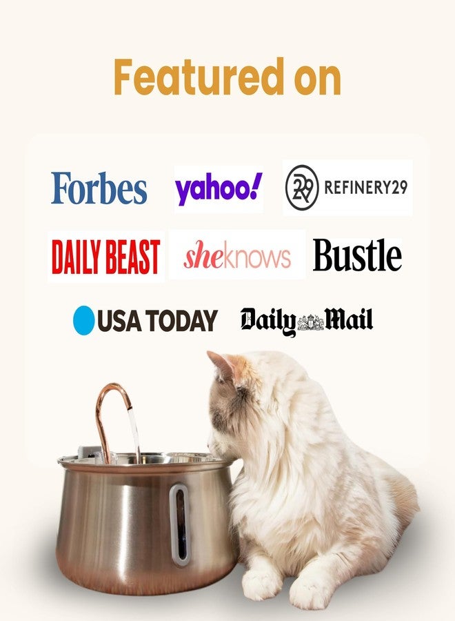 نافورة مياه للقطط من الفولاذ المقاوم للصدأ من كيتي سباوت، نافورة شرب أوتوماتيكية، وعاء مياه هادئ يدور، آمنة للغسل في غسالة الأطباق، نافورة داخلية للحيوانات الأليفة لترطيب القطط الصحية (ستانلس ستيل، 4 لترات، سلكية) - Image 3