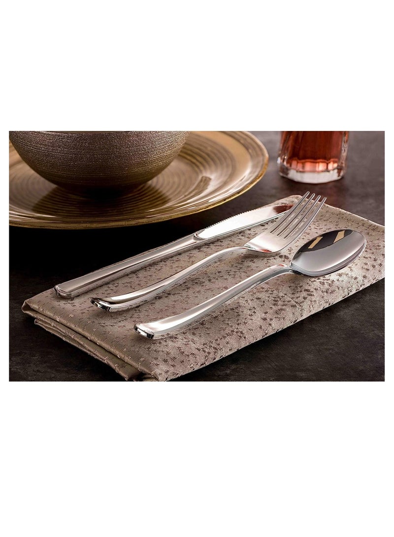 4basix Plastic Cutlery Set of 24 Disposable Utensils  Including 8 Plastic Forks 8 Knives 8 Spoons - Image 3