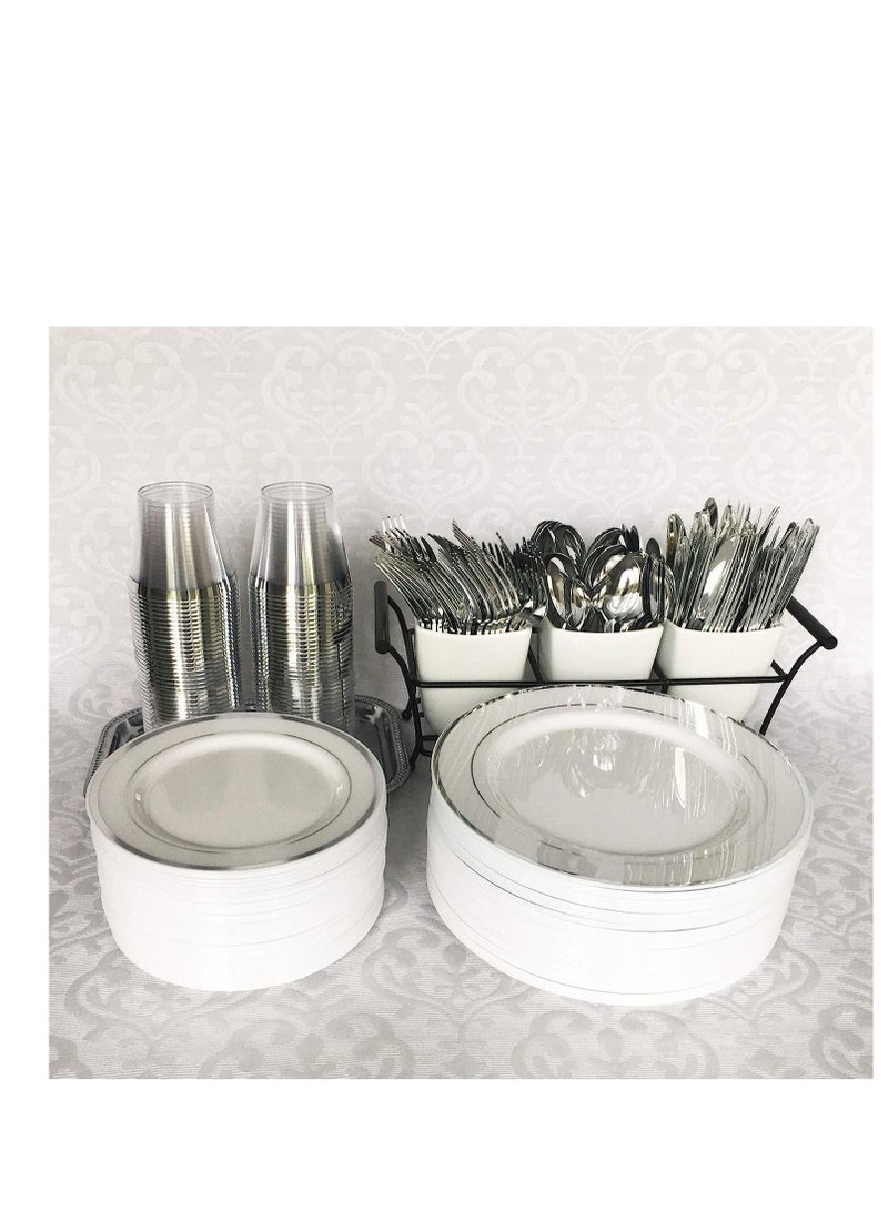 4basix Plastic Cutlery Set of 24 Disposable Utensils  Including 8 Plastic Forks 8 Knives 8 Spoons - Image 2
