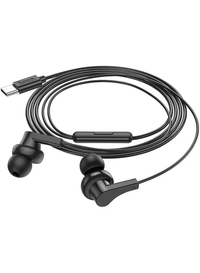 Hoco M114 Type-C Wired Earphone with Mic, Black - Image 2