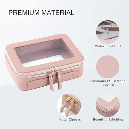 FASAOH Clear Makeup Bag with Mini Cosmetic BagsTravel Toiletry Bags for WomenPortable Cosmetic Bags Case Transparent Waterproof Cosmetic Organizer Storage Bags for Women Men - Image 3