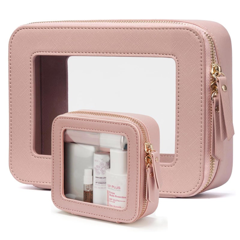 FASAOH Clear Makeup Bag with Mini Cosmetic BagsTravel Toiletry Bags for WomenPortable Cosmetic Bags Case Transparent Waterproof Cosmetic Organizer Storage Bags for Women Men - Image 2