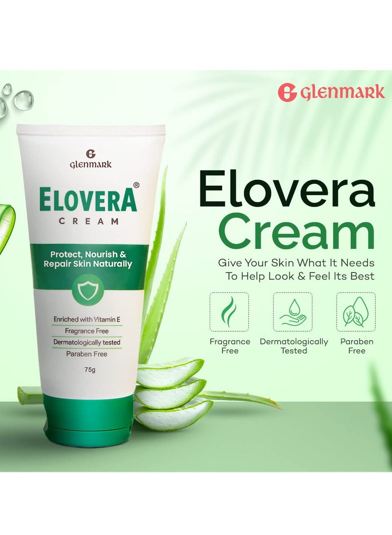 Elovera Elovera Daily Moisturising Cream for Dry Skin with Aloe Vera Vitamin E Protects Nourishes and Repairs the Skin Reduces Scars 75G - Image 2
