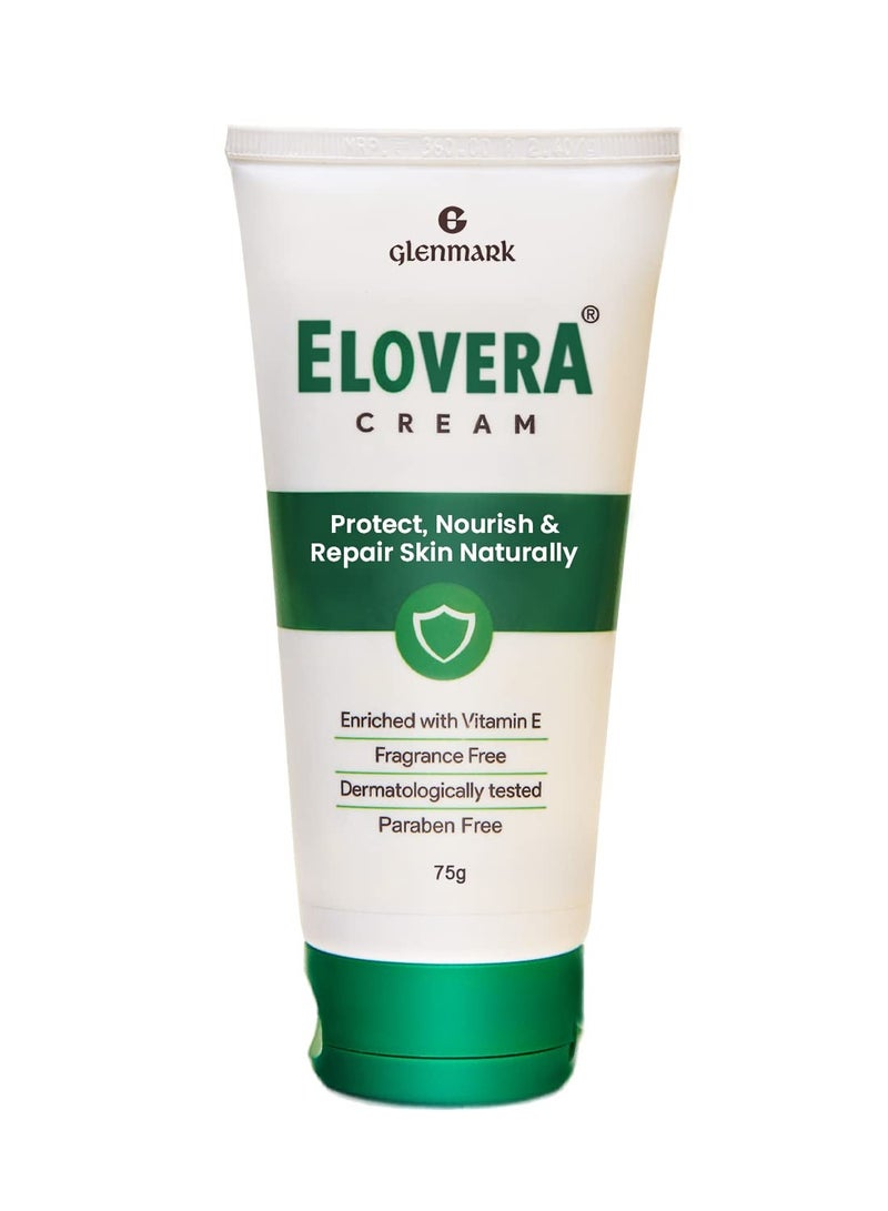 Elovera Elovera Daily Moisturising Cream for Dry Skin with Aloe Vera Vitamin E Protects Nourishes and Repairs the Skin Reduces Scars 75G - Image 1