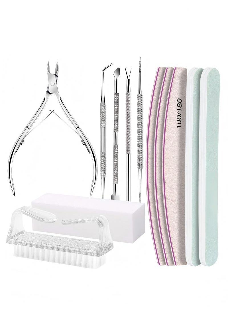 Pedicure Kit Hand Foot Manicure Care Set，Nail Files 100/180, Nail Buffer Block, Cuticle Nippers, Cuticle Pusher, Cuticle Trimmer,Nail Tools - Image 1