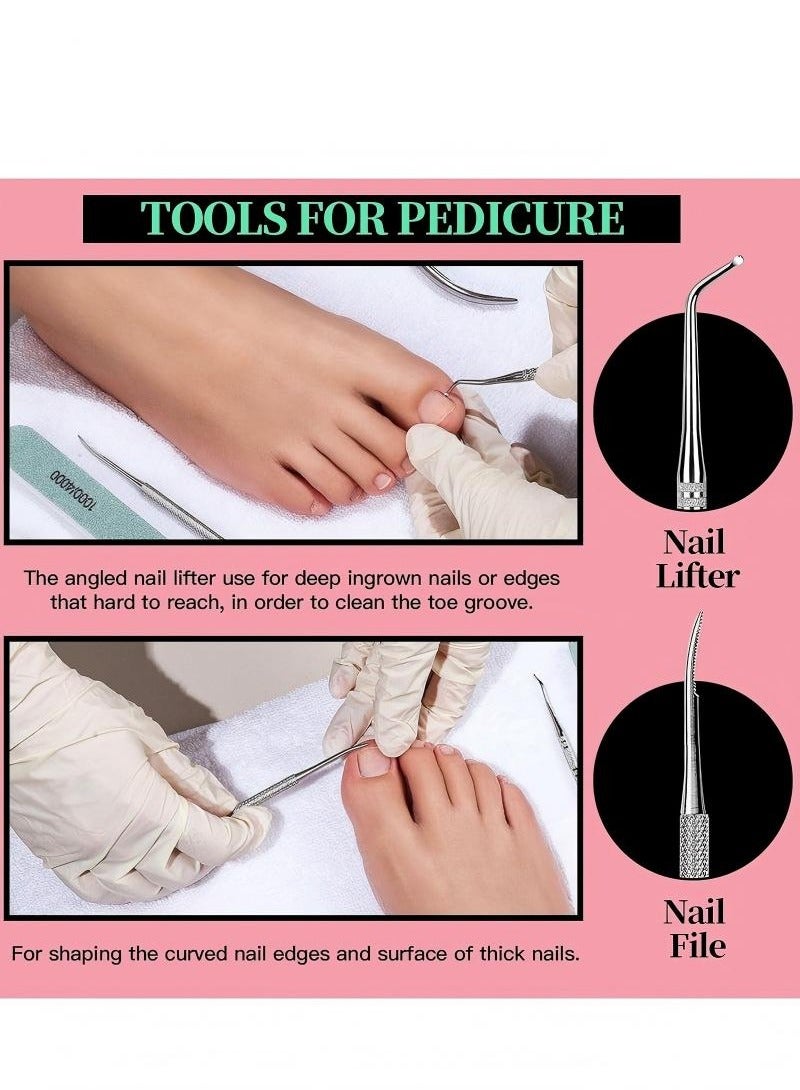 Pedicure Kit Hand Foot Manicure Care Set，Nail Files 100/180, Nail Buffer Block, Cuticle Nippers, Cuticle Pusher, Cuticle Trimmer,Nail Tools - Image 5