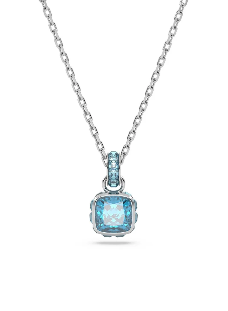 December Birthstone Pendant Rhodium Plated Necklace