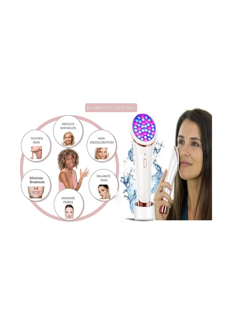 Wireless LED Light Therapy Facial Device - 2-in-1 Red & Blue Light for Skin Rejuvenation, Automatic Contact Sensor, Perfect for At-Home Skincare and Facial Treatments. - Image 4