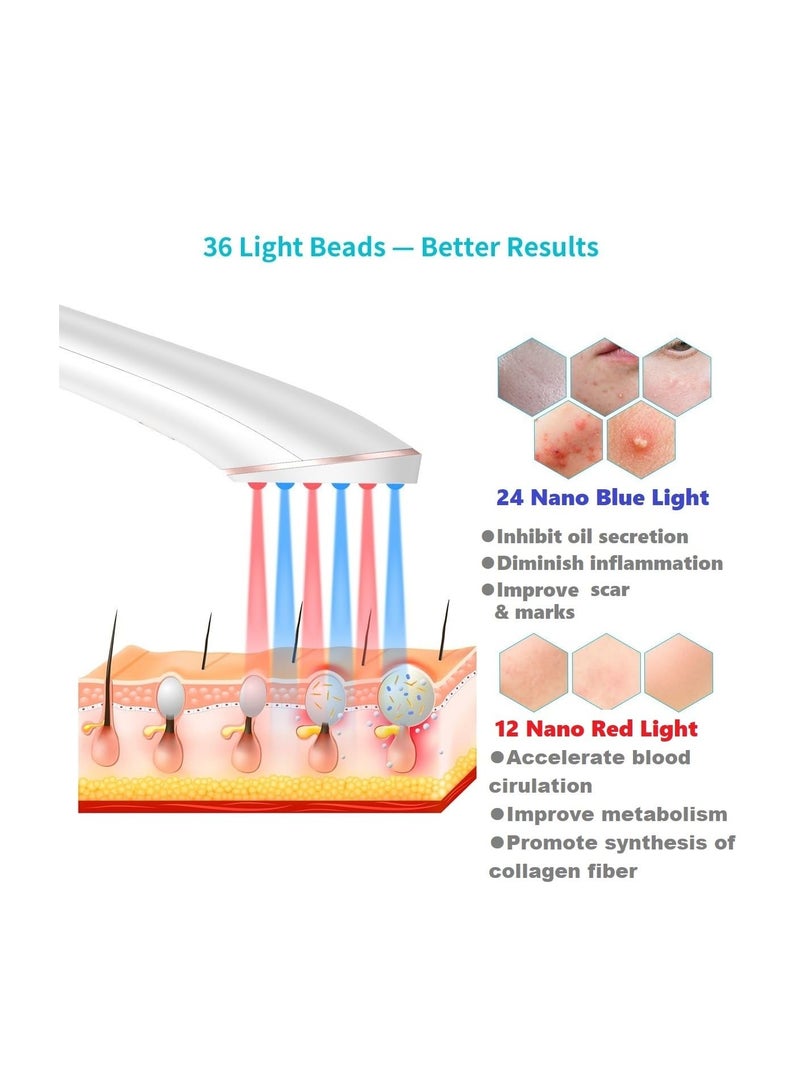 Wireless LED Light Therapy Facial Device - 2-in-1 Red & Blue Light for Skin Rejuvenation, Automatic Contact Sensor, Perfect for At-Home Skincare and Facial Treatments. - Image 3