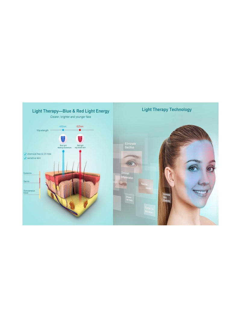 Wireless LED Light Therapy Facial Device - 2-in-1 Red & Blue Light for Skin Rejuvenation, Automatic Contact Sensor, Perfect for At-Home Skincare and Facial Treatments. - Image 5