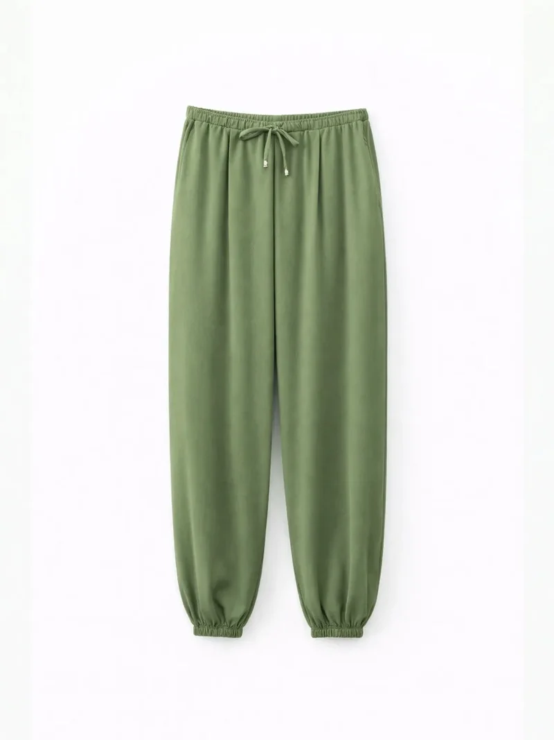 ميكسراي MIXRAY Textured Long Jogger Pants with Drawstring Waist and Pocket