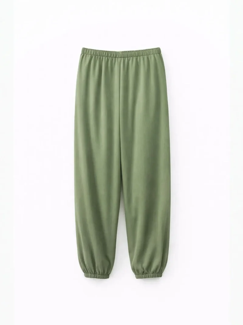 ميكسراي MIXRAY Textured Long Jogger Pants with Drawstring Waist and Pocket