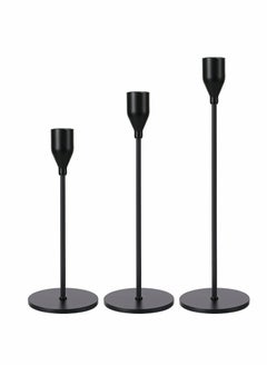 Excefore 3 Pcs Matte Black Candle Holders for Taper Candles, Decorative Candlestick Holder for Wedding, Dinning, Party, Fits 3/4 inch Thick Candle&Led Candles (Metal Candle Stand)  - Image 1