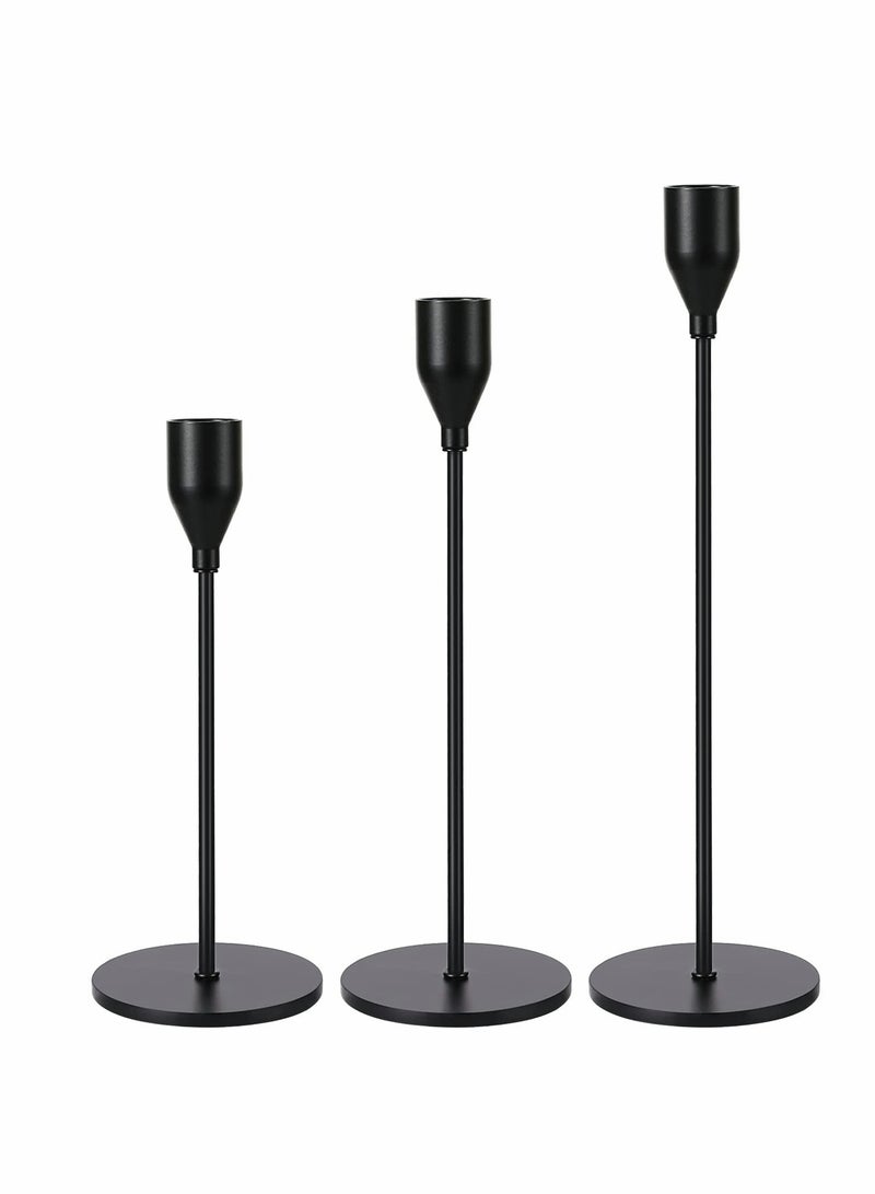 Excefore 3 Pcs Matte Black Candle Holders for Taper Candles, Decorative Candlestick Holder for Wedding, Dinning, Party, Fits 3/4 inch Thick Candle&Led Candles (Metal Candle Stand)  - Image 1