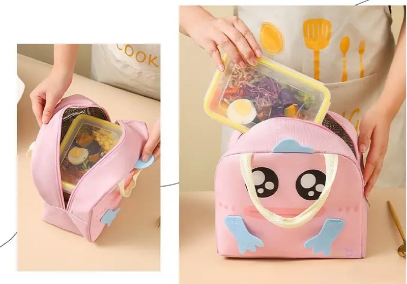 INSTABUYZ 3D Printed Hot & Cold Leak Proof Lunch Bag for Office School Kids Men & Women Storage Bag with Handle Tiffin Bag (Printed Pink) - Image 2