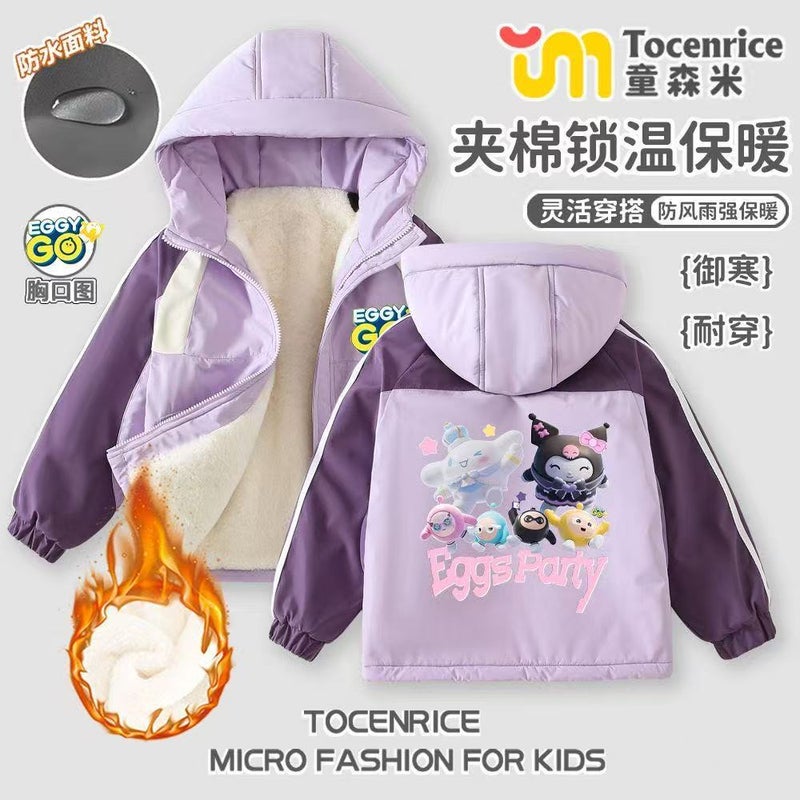 Cartoon Children'S Winter Foreign-Style Cold-Proof Warm Liner Fleece-Lined Cotton Three-Proof Assault Clothing All-Match Coat Tide - Image 1