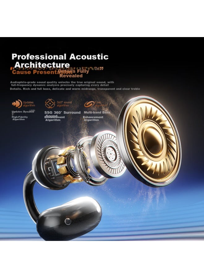 Sansui W36 Clippro Super Upgrade Voice Control Bluetooth Bone Conduction Clip-on Open-ear Wireless Noise-cancelling Earphones Black - Image 1
