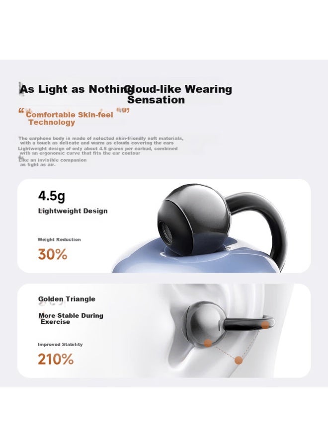Sansui W36 Clippro Super Upgrade Voice Control Bluetooth Bone Conduction Clip-on Open-ear Wireless Noise-cancelling Earphones Black - Image 5