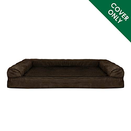Furhaven Replacement Dog Bed Cover Plush Suede SofaStyle Machine Washable Espresso Large - Image 3