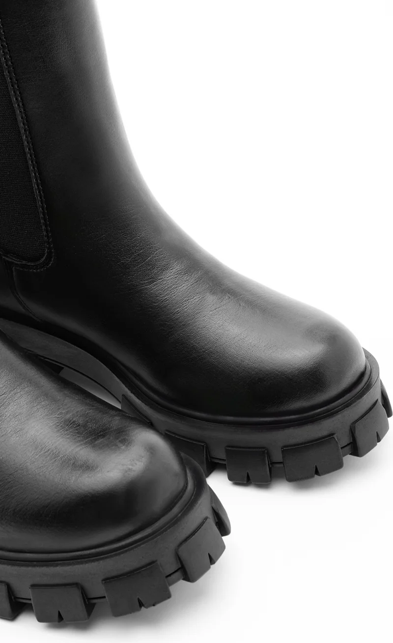 MARJIN Margin Women's Daily Boots with Thick Serrated Sole Elastic Eslona