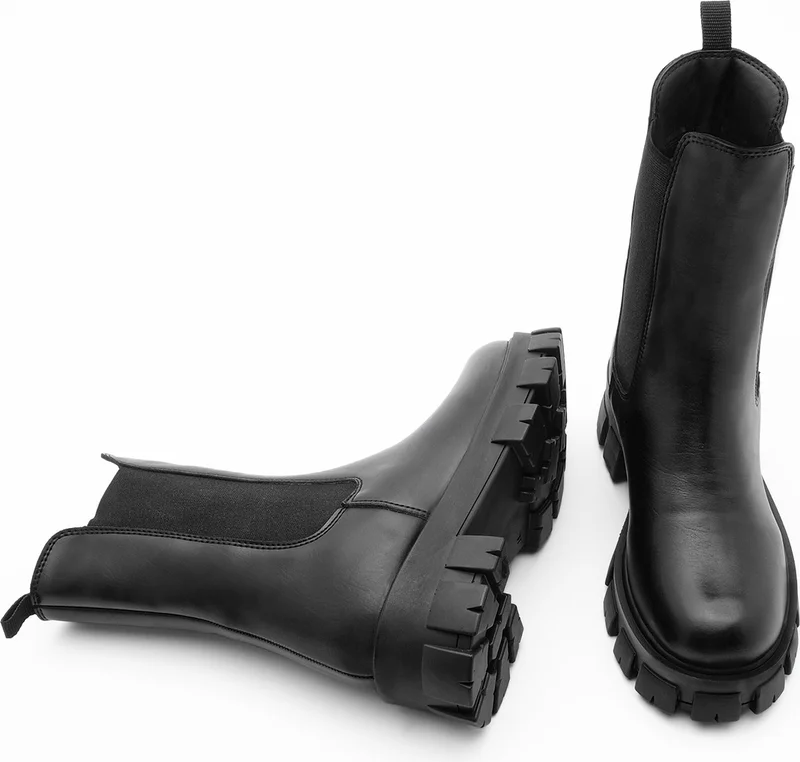 MARJIN Margin Women's Daily Boots with Thick Serrated Sole Elastic Eslona