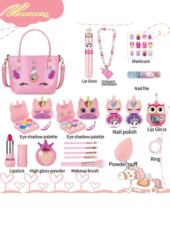 Beauenty Kids Makeup Kit for Girl, 19PCS Washable Real Makeup Set for Girls with Portable Bag, Safe & Non-Toxic Kids Make Up Toys for Girls Aged 4 5 6 7+ Year Old - Image 2